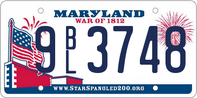 MD license plate 9BL3748