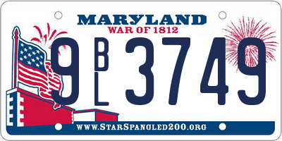 MD license plate 9BL3749