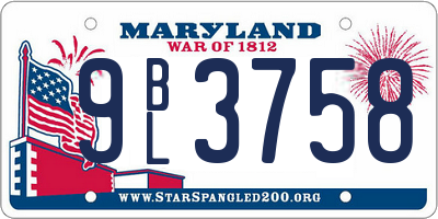 MD license plate 9BL3758