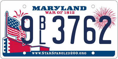 MD license plate 9BL3762