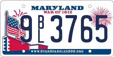 MD license plate 9BL3765