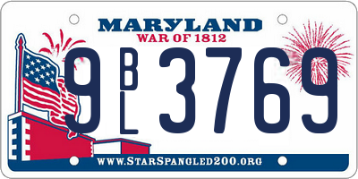 MD license plate 9BL3769