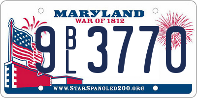 MD license plate 9BL3770