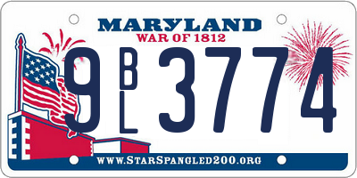 MD license plate 9BL3774