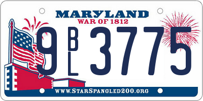MD license plate 9BL3775