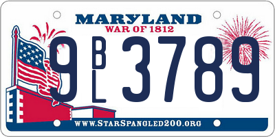 MD license plate 9BL3789