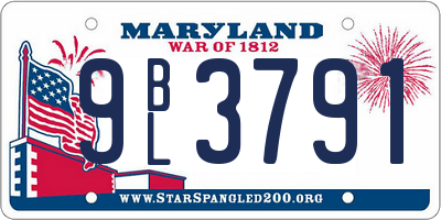 MD license plate 9BL3791