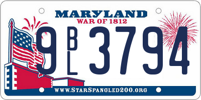 MD license plate 9BL3794