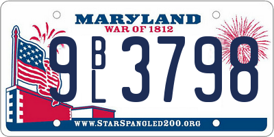 MD license plate 9BL3798