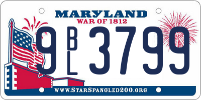 MD license plate 9BL3799