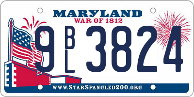 MD license plate 9BL3824