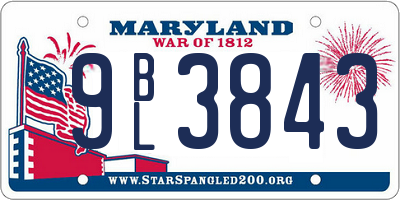 MD license plate 9BL3843