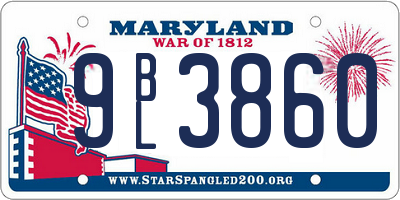 MD license plate 9BL3860