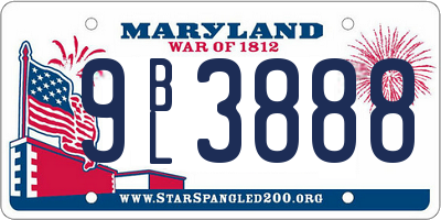 MD license plate 9BL3888