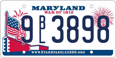MD license plate 9BL3898