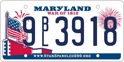 MD license plate 9BL3918
