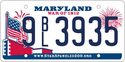MD license plate 9BL3935