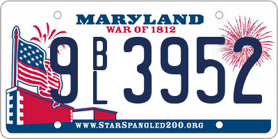 MD license plate 9BL3952