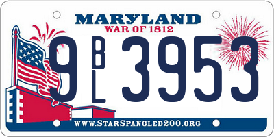 MD license plate 9BL3953