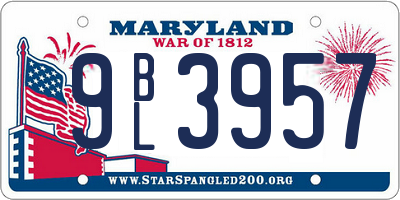 MD license plate 9BL3957