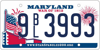 MD license plate 9BL3993