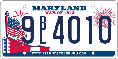 MD license plate 9BL4010