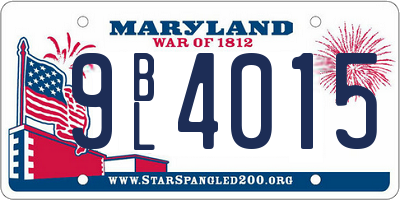MD license plate 9BL4015