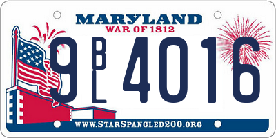 MD license plate 9BL4016
