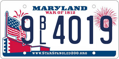 MD license plate 9BL4019