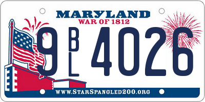 MD license plate 9BL4026