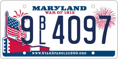 MD license plate 9BL4097