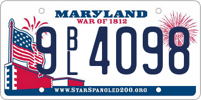 MD license plate 9BL4098