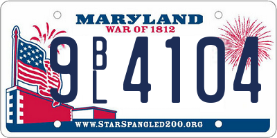 MD license plate 9BL4104
