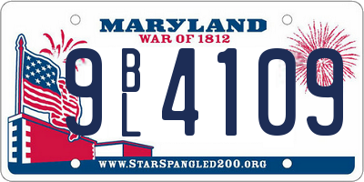 MD license plate 9BL4109
