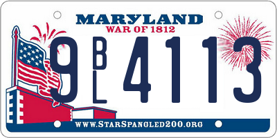 MD license plate 9BL4113