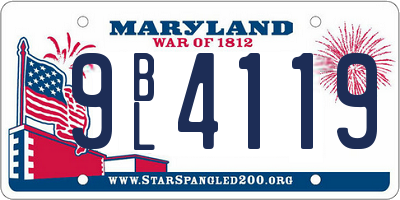 MD license plate 9BL4119