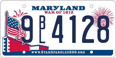 MD license plate 9BL4128
