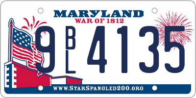 MD license plate 9BL4135