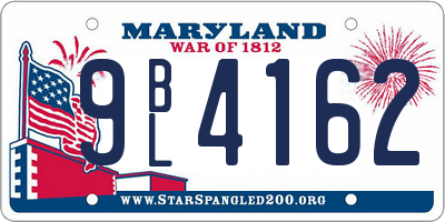 MD license plate 9BL4162