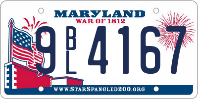 MD license plate 9BL4167