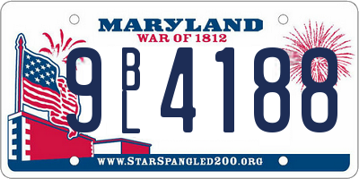 MD license plate 9BL4188
