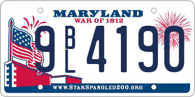 MD license plate 9BL4190