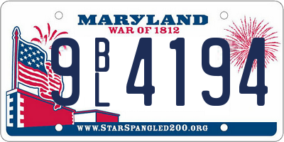 MD license plate 9BL4194