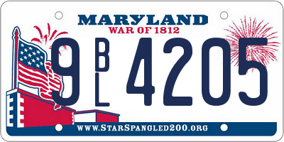 MD license plate 9BL4205