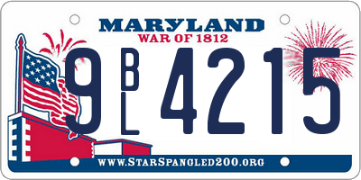 MD license plate 9BL4215