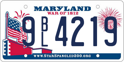 MD license plate 9BL4219