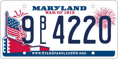 MD license plate 9BL4220