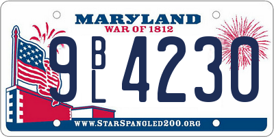 MD license plate 9BL4230