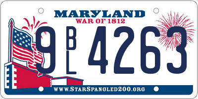 MD license plate 9BL4263