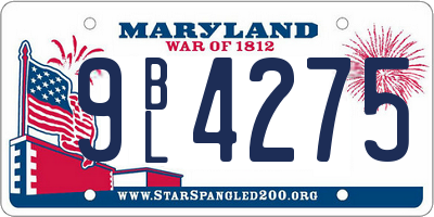 MD license plate 9BL4275